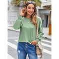 thumbnail image 4 of Womens Tops Fall Fashion Dressy Casual Crewneck Blouses Cute Sleeve Shirts, 4 of 6