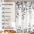 thumbnail image 3 of Gray Eucalyptus Leaves Shower Curtain, Watercolor Floral Nature Botanical Plants Bathroom Curtain, Waterproof Fabric High Fashion Shower Curtain Set with Hooks, 60X70in, 3 of 5