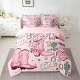 thumbnail image 2 of Homewish Chic Cowgirl Boots 7 Pieces Bedding Comforter Set,Tropical Desert Cactus Full Bedding Set,Colorful Stars Pattern Fitted Sheet Flat Sheet For Girls Kids,Luxury Bedroom Decor Reversible, 2 of 8