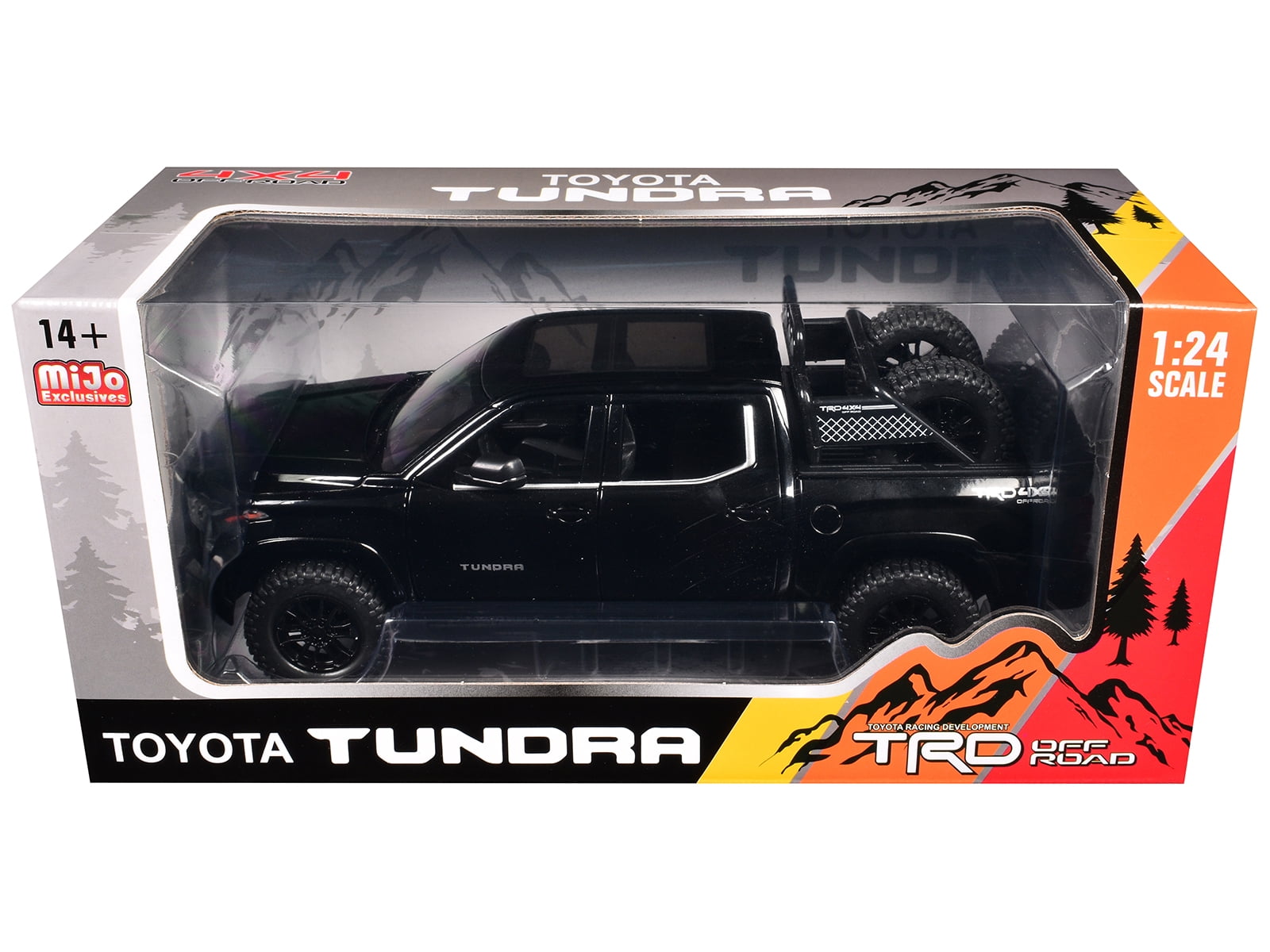 2023 Toyota Tundra TRD 4x4 Pickup Truck Black with Sunroof and Wheel Rack 1/24 Diecast Model Car