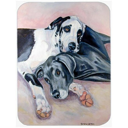 

Carolines Treasures Harlequin and Bule Natural Great Danes Glass Cutting Board - Large 15 x 12 in.