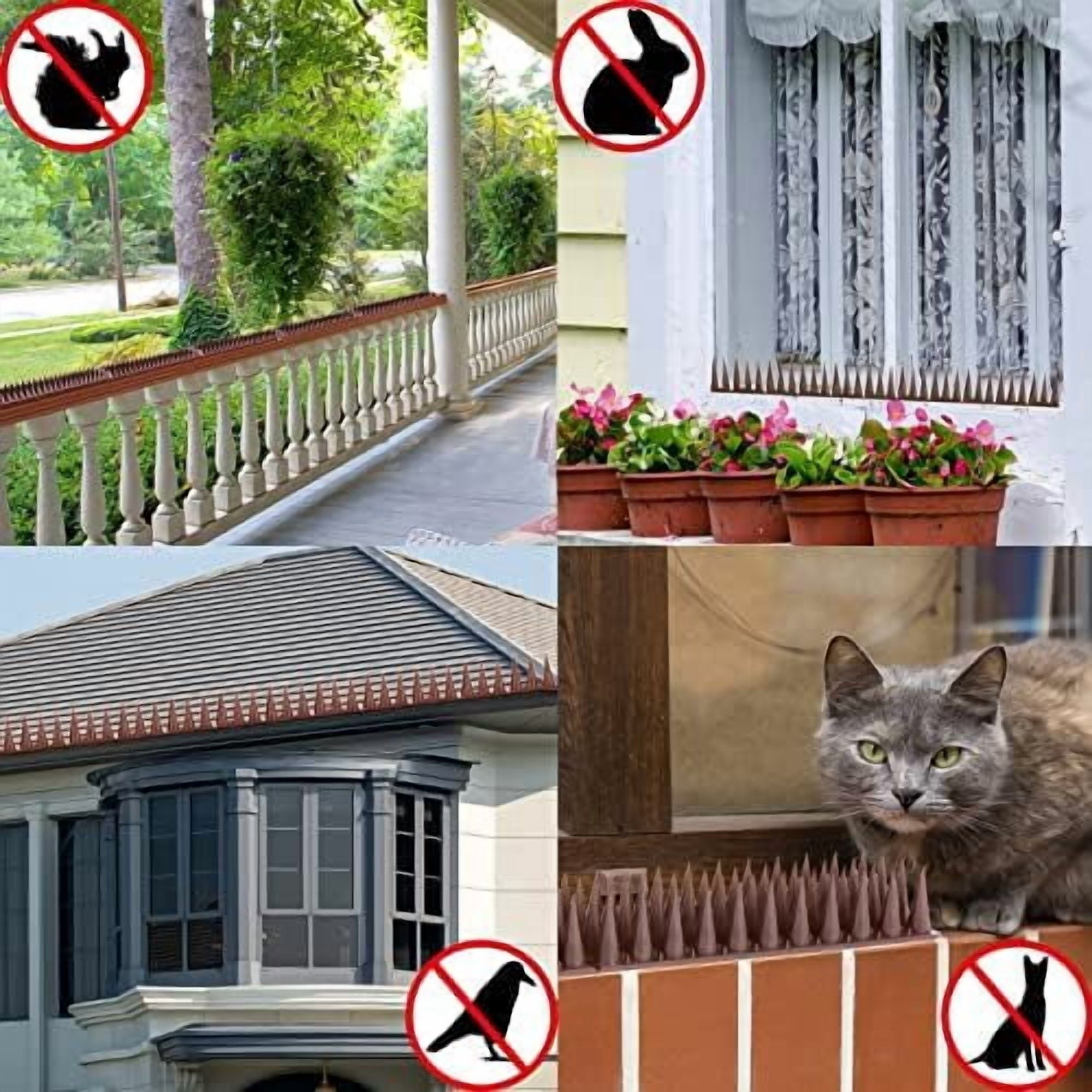 Bird Spikes, 20 Pack Bird Guard Spikes for Squirrel Cat Raccoon and Other Small Animals, Pigeon Spikes for Outdoor Fences and Roofs, Durable Plastic Bird Barrier Strips