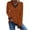 Orange, variant on Fesfesfes Women Flannel Shirt Fashion Casual Long Sleeve Lace Panel Button Solid V-Neck Top Blouse Under $10