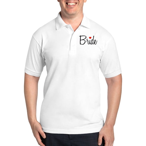 CafePress - Bride (Black Script With Heart) Golf Shirt - Golf Shirt, Pique Knit Golf Polo