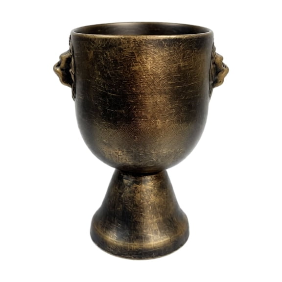 Lion Head Planter Vintage Metal Pedestal Urn for Gothic Home Decor and Outdoor Garden Use