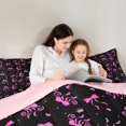 thumbnail image 5 of Homewish Princess Bowknot Kids Queen Comforter Set, Black Pink Ribbon Bedding Sets, Dreamy Princess Crown Reversible Bedding Comforter Set, Ultra Soft Bedroom Decor, 3pcs, 5 of 8
