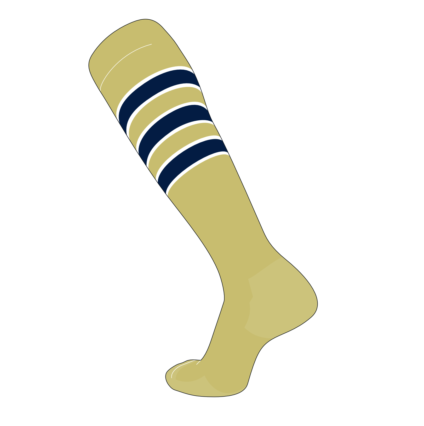 TCK Elite Baseball Football Knee High Striped Socks White Navy Blue Gold D