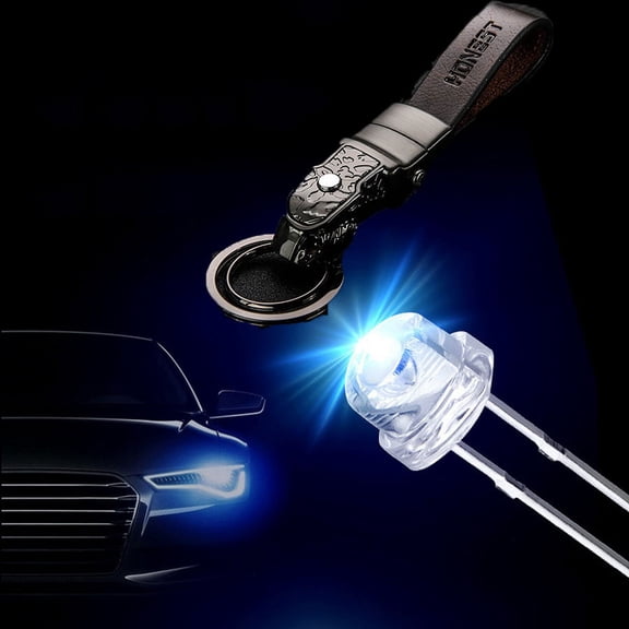 1Pcs Panthera Blue Led Eyes Cowhide Leather Strap Car Keychain Key Ring Gadget