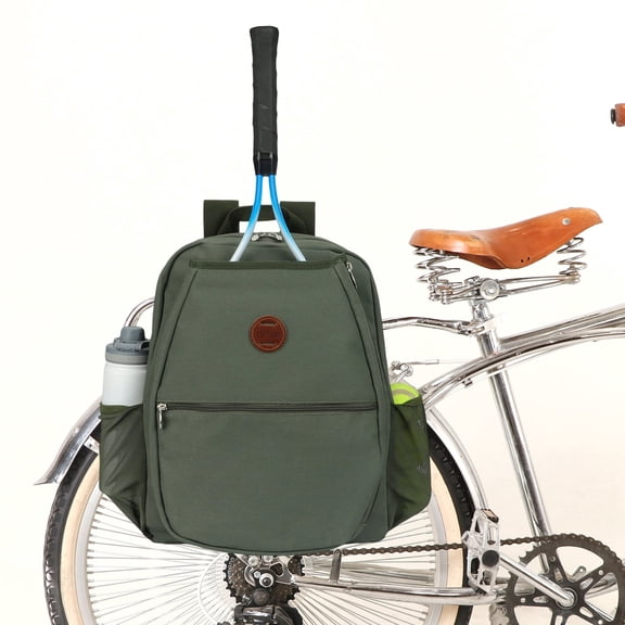 Tourbon Canvas Bike Rear Rack Pannier Tennis Rackets Bag, Green, 1-Pack