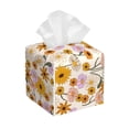 thumbnail image 1 of Balery Boho Flowers Porta Pañuelos de Cuero con Estampado – Funda Moderna Cuadrada para Caja de Pañuelos, Dispensador 5x5x5'', 1 of 7