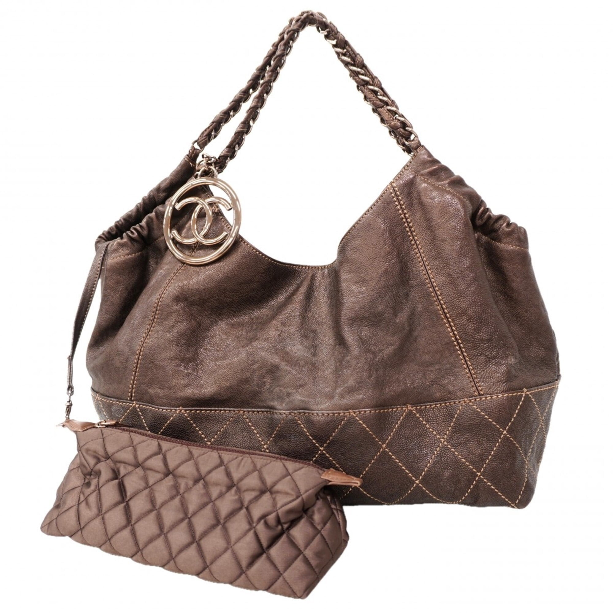 Pre-Owned Chanel Coco Cabas Leather Chain Tote Bag, Brown, for 