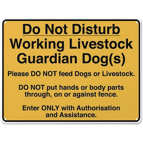 Metal Do Not Disturb Working Livestock Guardian Dog Sign - 12×8 Inches, Aluminum Weather-Resistant, Indoor Outdoor Farm Decor