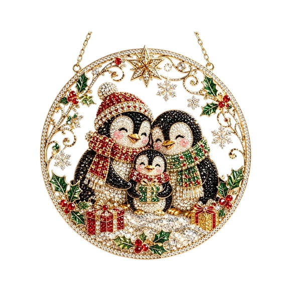 Christmas DIY Diamond Painting Ornament Kit, Hanging Decorations for Holiday Tree, Handmade Craft Set for Home Party Door Window Decoration, Family Gift
