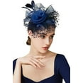 thumbnail image 5 of Visland Elegant Fascinator Hat with Faux Feather and Mesh Embellishments, Black, 5 of 8