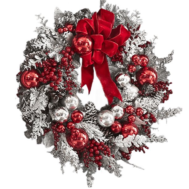 Corona navideña para puerta, corona artificial para decoración del hogar navideño (corona de 35 cm)