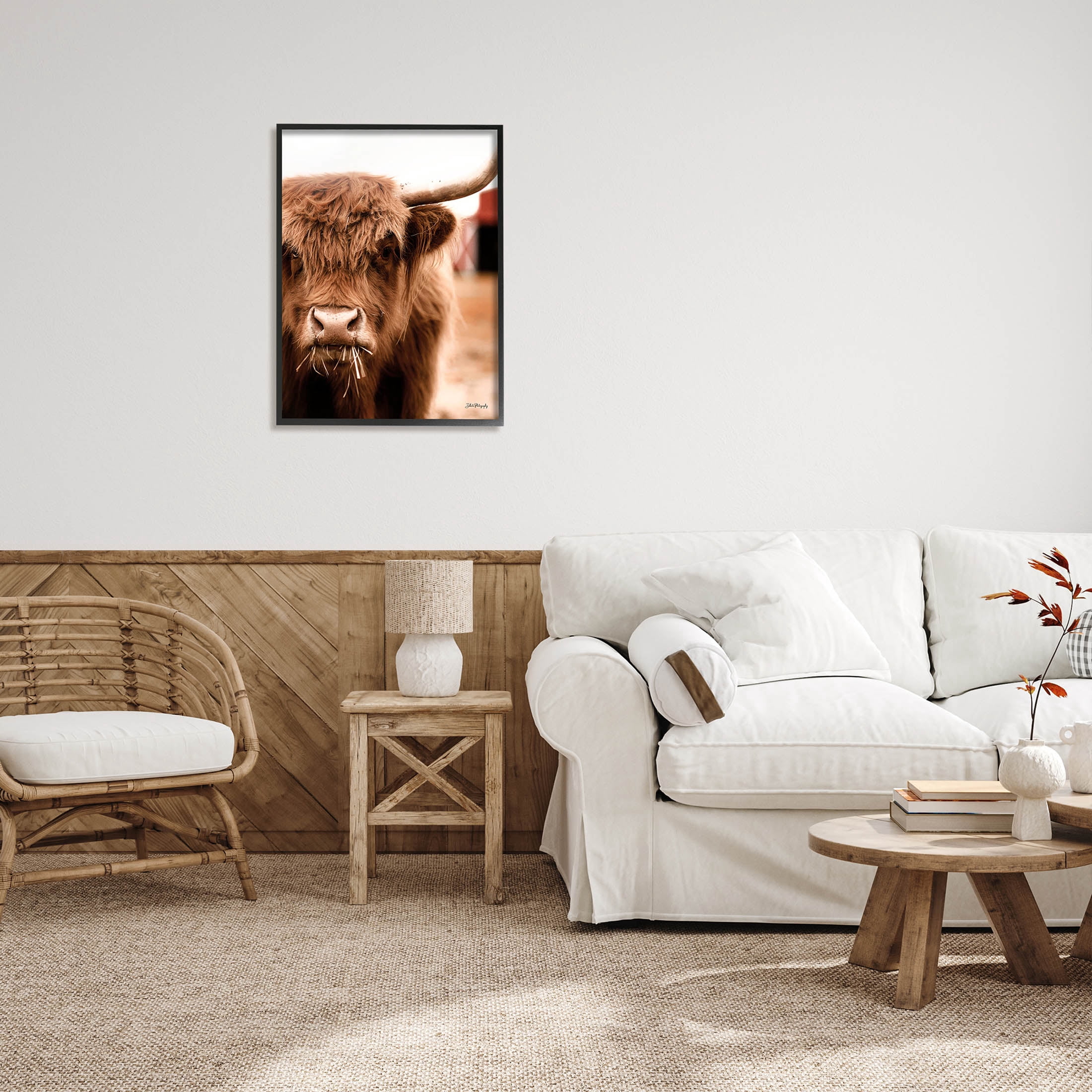 Grazing Cow Animal Portrait Animals & Insects Photograph Black Framed Art Print Wall Art