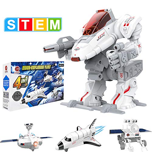 CIRO Space Toys 4 in 1 STEM Toys Solar Robot Kit Space Explorer Learning Science Engineer Building Toy for Boys and Girls 8 12