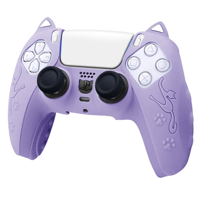 Cute Cartoon Cat PS5 Controller Silicone Case - Anti-Slip Anti-Scratch Shockproof Protective Cover for Sony PlayStation 5 DualSense Wireless Controller