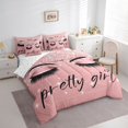 thumbnail image 3 of Homewish 3D Chic Diamond 7-Piece Bedding Comforter Set,Pretty Girl King Bedding Sets,Pink Sequin Print Bed Sheets For Teens,Breathable Home Decor, 3 of 8