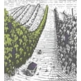 thumbnail image 3 of Tuscany King Size Duvet Cover Set, Hand Drawn Style Vineyards Landscape Green Field Vintage Look, Decorative 3 Piece Bedding Set with 2 Pillow Shams, Pistachio Green Pale Grey Violet, by Ambesonne, 3 of 3