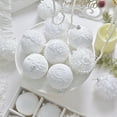 thumbnail image 5 of White Textured Christmas Ball Ornaments with Lace & Feather, Elegant Hanging Decor for Xmas Tree & Winter Scenes 12Pcs 8cm, 5 of 8