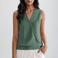thumbnail image 2 of Liquidation! Hauts Grande Taille pour Femmes, Blouse à Manches Courtes d'Été pour Femmes, Mode Décontractée Sans Manches Unie Col en V Blouse, 2 of 5