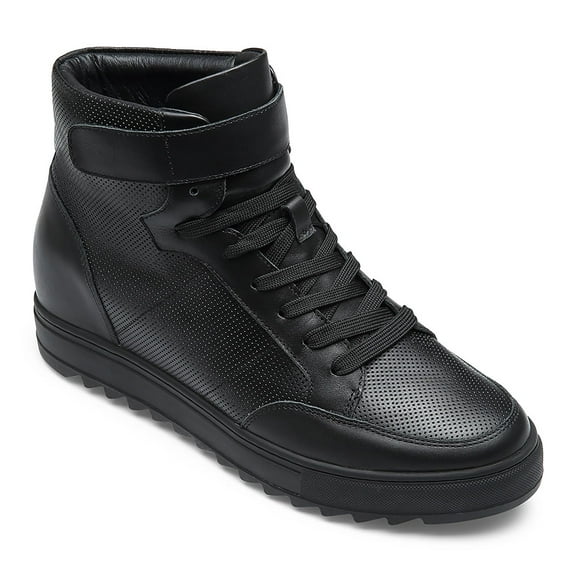CMR CHAMARIPA Height Increasing Sneakers - Men's Leather High Top Sneakers - Black - 7 CM / 2.76 Inches Taller
