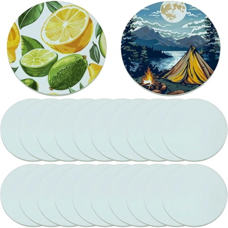 120 pcs Coaster Blank Glass Coaster Diameter 3.9 in Round with Foot Pads for Heat Press Transfer Printing Sublimation Blank Glass Coaster