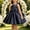 Navy, variant on Girls' Satin Sleeveless Formal Party Dress, Square Neck, Large Bow Decor, Flared Swing Midi Skirt, Flower Girl Style, Suitable For Wedding Ceremonies, Birthday Banquets Purple 1-2 Years