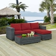 thumbnail image 2 of Modern Contemporary Urban Design Outdoor Patio Balcony Garden Furniture Lounge Sectional Sofa Set, Sunbrella Rattan Wicker, Grey Red, 2 of 7