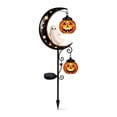 thumbnail image 2 of Solar Ghost & Pumpkin Moon Garden Stake Light, Halloween Outdoor Waterproof LED Yard Decoration with Crescent Moon, Hanging Jack-o'-Lantern Lantern for Garden, Patio, Walkway, Porch (Ghost), 2 of 5