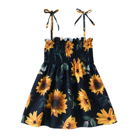 Fesfesfes Girls Spring Dress Toddler Baby Girls Sleeveless Sling Dress Graphic Print Children's Clothing