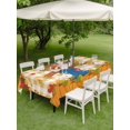 thumbnail image 3 of Outdoor Tablecloth with Umbrella Hole and Zipper, Fall Pumpkins Rectangle Table Cloth 54x80 Inch Waterproof Tablecloth, Straw Man Thanksgiving Leaves Orange Check Picnic Table Cover for Patio Camping, 3 of 7