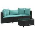 ALmi 4 Piece Patio Sofa Set with Cushions Black Poly Rattan