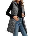 thumbnail image 6 of KICILVS Puffer Vest Womens Full Zip Up Hooded Gilet Long Length Padded Coat Lightweight Sleeveless Vest, 6 of 8