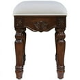 thumbnail image 4 of Elegant Decor Windsor 16" Velvet Vanity Stool in Beige and Teak, 4 of 6