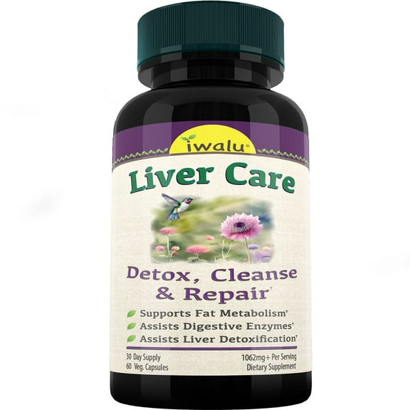 Liver Care | Detox Cleanse & Renew with Milk Thistle, Artichoke, Dandelion for Healthy Liver Function & Digestive Wellness Supplement - 60 Capsules | NSF Certified & USA Made by iwalu