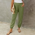 thumbnail image 2 of EDFBUYKRS Female Women Pants Casual Wide Leg Sweatpants Women Short Fashion Women Plus Size Drawstring Casual Solid Elastic Waist Pocket Loose Pants Xxxl, 2 of 9