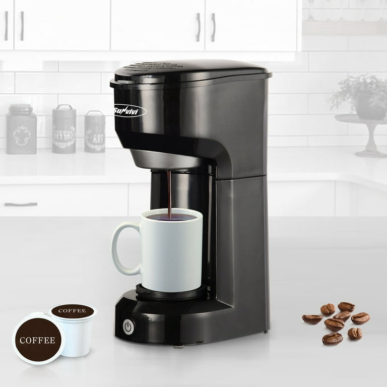 Single Serve Coffee Maker 6-14OZ With Filter Coffee Brewer for K Cup Pods  Capsule Ground Coffee Instant Coffee Machine, Blue 