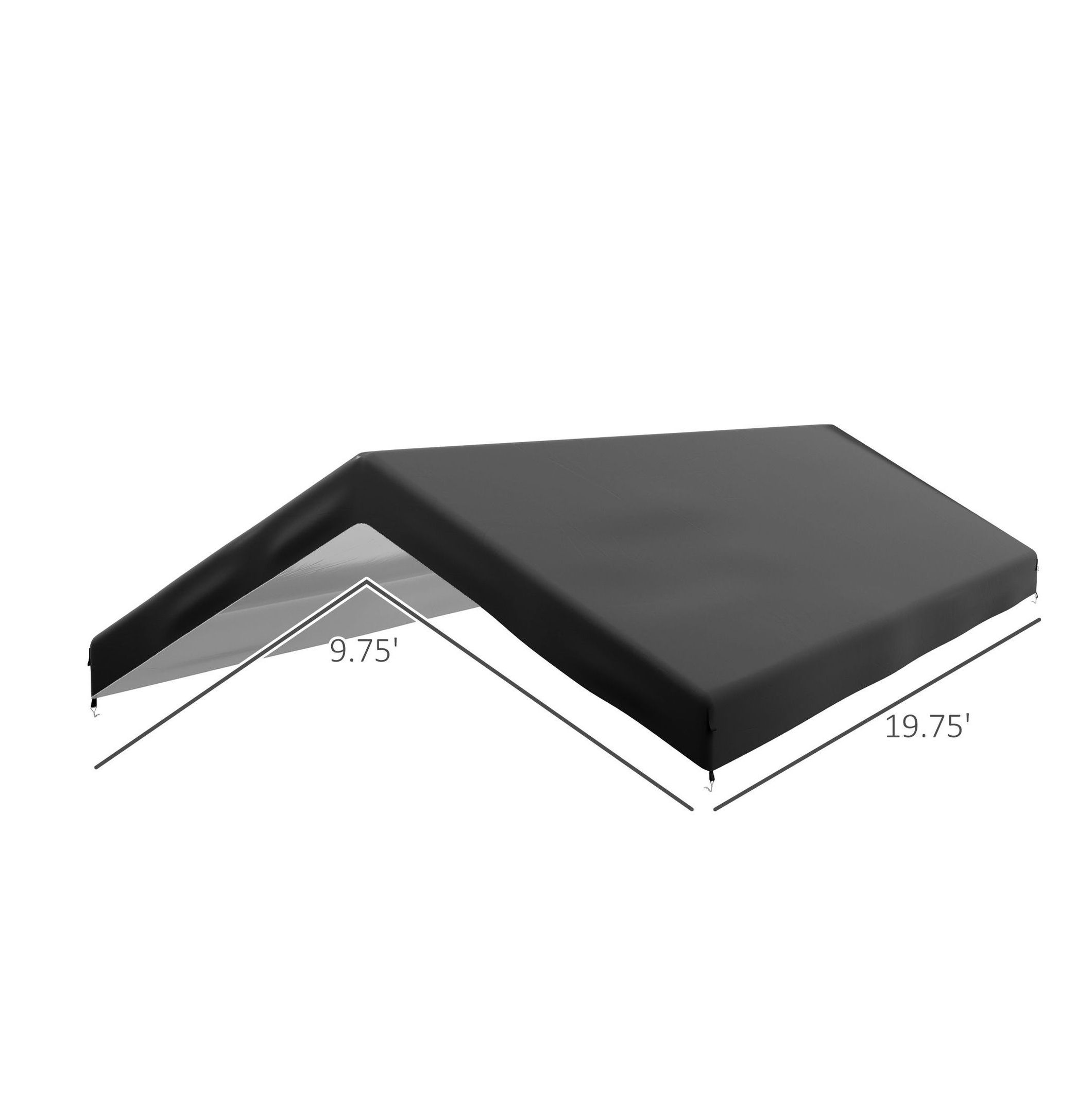 10x20 Carport Canopy Replacement Cover, UV Resistant, Dark Gray - with Bungee Cords - Fits 84C-386V00 & 84C-207 Series - Outdoor Car Tent Top