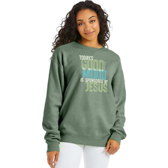 Blessed Girl Womens Sweatshirt Good Mood, Dark Sage, SM