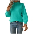 thumbnail image 2 of AGWOLF Womens Fall Sweater Cozy Lantern Long Sleeve Knit Tops Solid Mock Neck Loose Jumper Fall Travel Pullover, 2 of 5