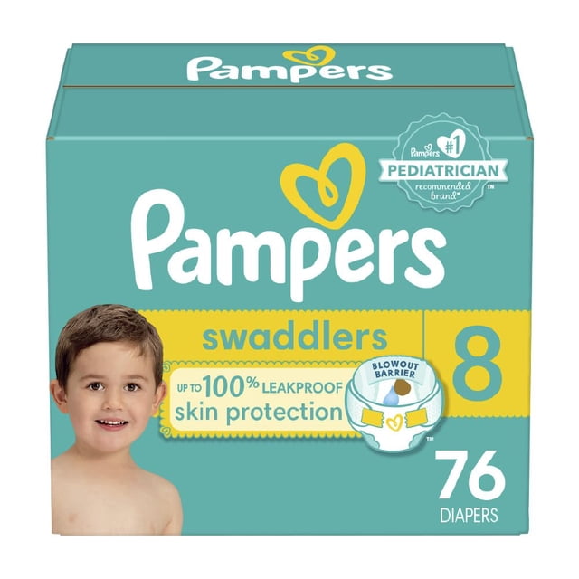Pañales Pampers, tamaño 8, ultrasuaves, 76 unidades