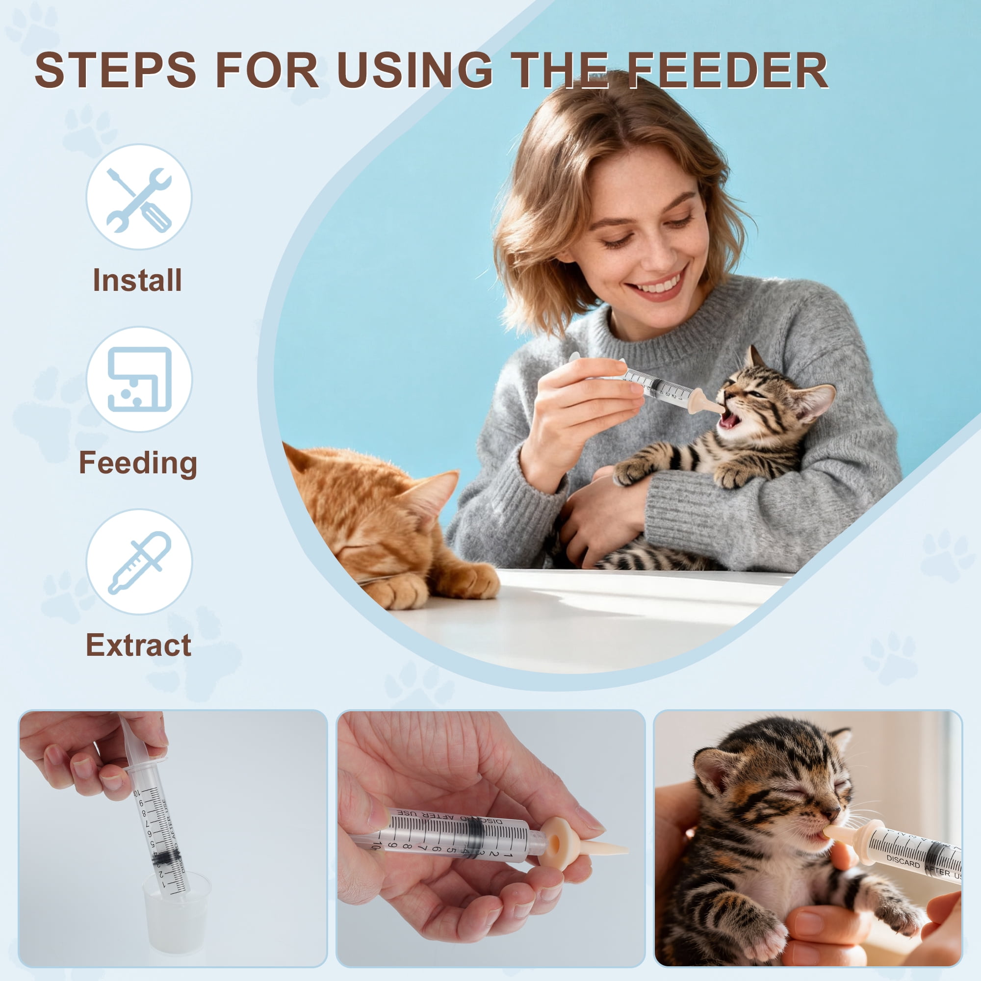 Unique Bargains Kitten Bottle Feeding Kit Apricot