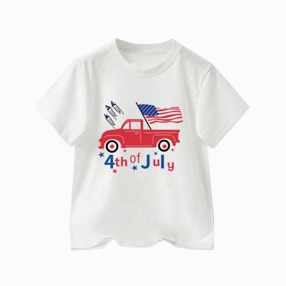 dmqupv 4th of July Kids Shirt USA Shirts Baby Boy Girl Shirt Little Kids Fourth of July Outfit Summer T Shirt Top White,9-10 Years