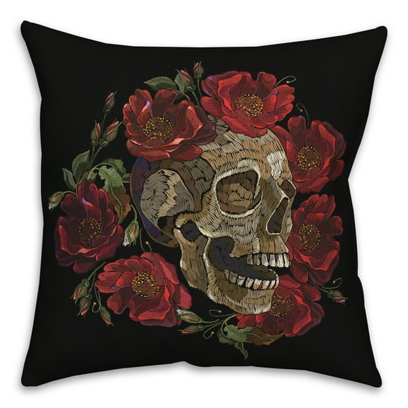 Creative Products Skull Floral Crown 16 x 16 Spun Poly Pillow