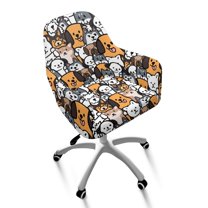 Whosucclay Cute Cartoon Dog Print Stretch Curved Back Dining Chair Slipcovers Removable Office Chair Protector Anti Wrinkle Swivel Accent Chair Covers for Kitchen, Party, Banquet Decor