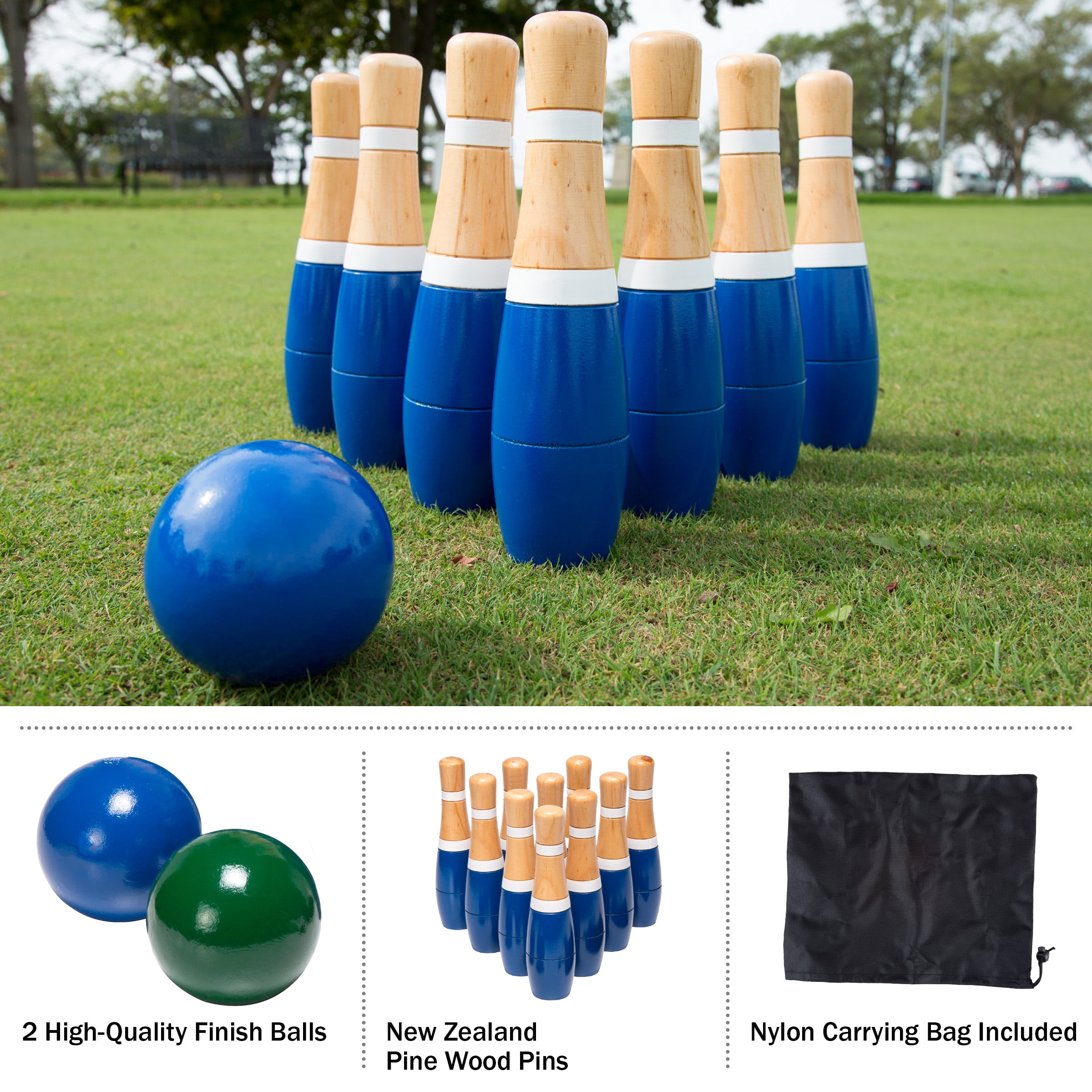 Set of 2 Outdoor Games – Lawn Bowling Game and 6-Pack of Large Dice – Yard Games for Adults and Kids Ages 3 and Up by Hey Play