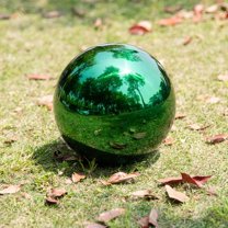 MUSEYA Metal Gazing Ball Green Outdoor Decorative Garden Reflective Mirror Sphere