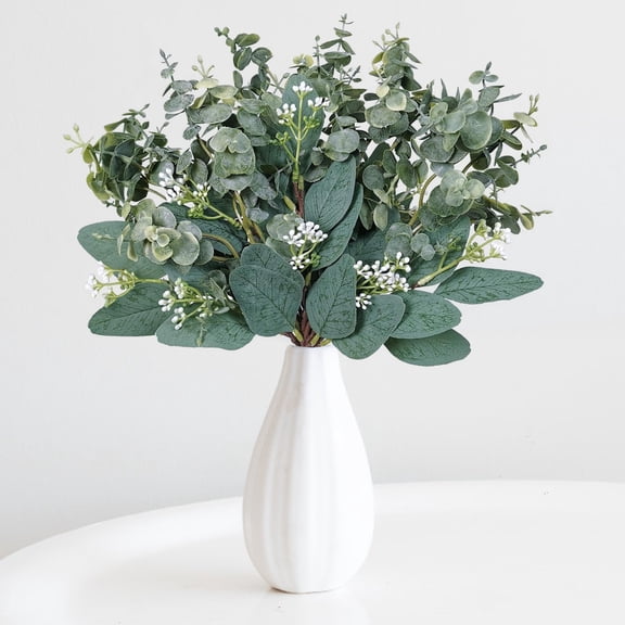 Mixed Eucalyptus Leaves Stems Bulk Artificial Eucalyptus Leaves Sprays Faux Oval Eucalyptus Leaves with White Seeds Stems for Floral Wreath Garland Bouquets Arrangement Wedding Greenery Decoration